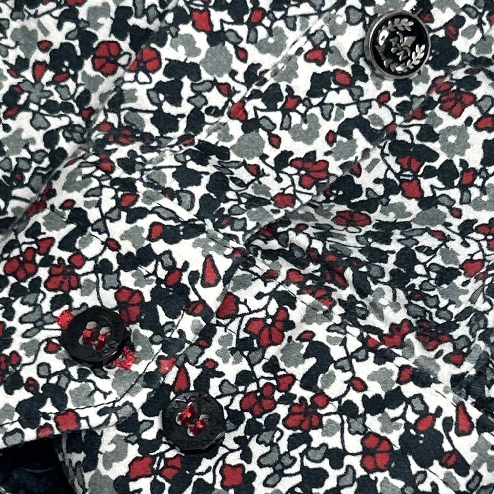 Au Noir Men's Size 4 Red Grey White Dress Shirt Long Sleeve Contrast Flip Cuff - Picture 11 of 16